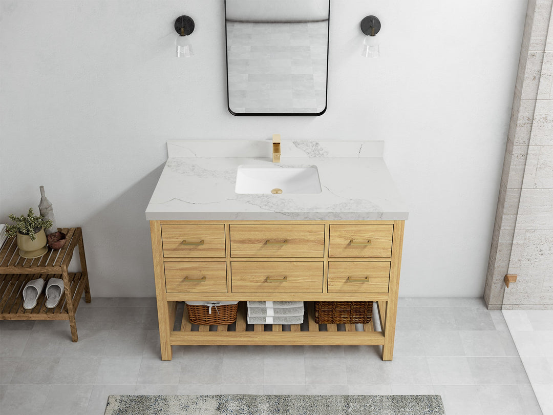 Parker Teak Wood 48 in. W x 22 in. D Single Sink Bathroom Vanity - Willow Bath and Vanity