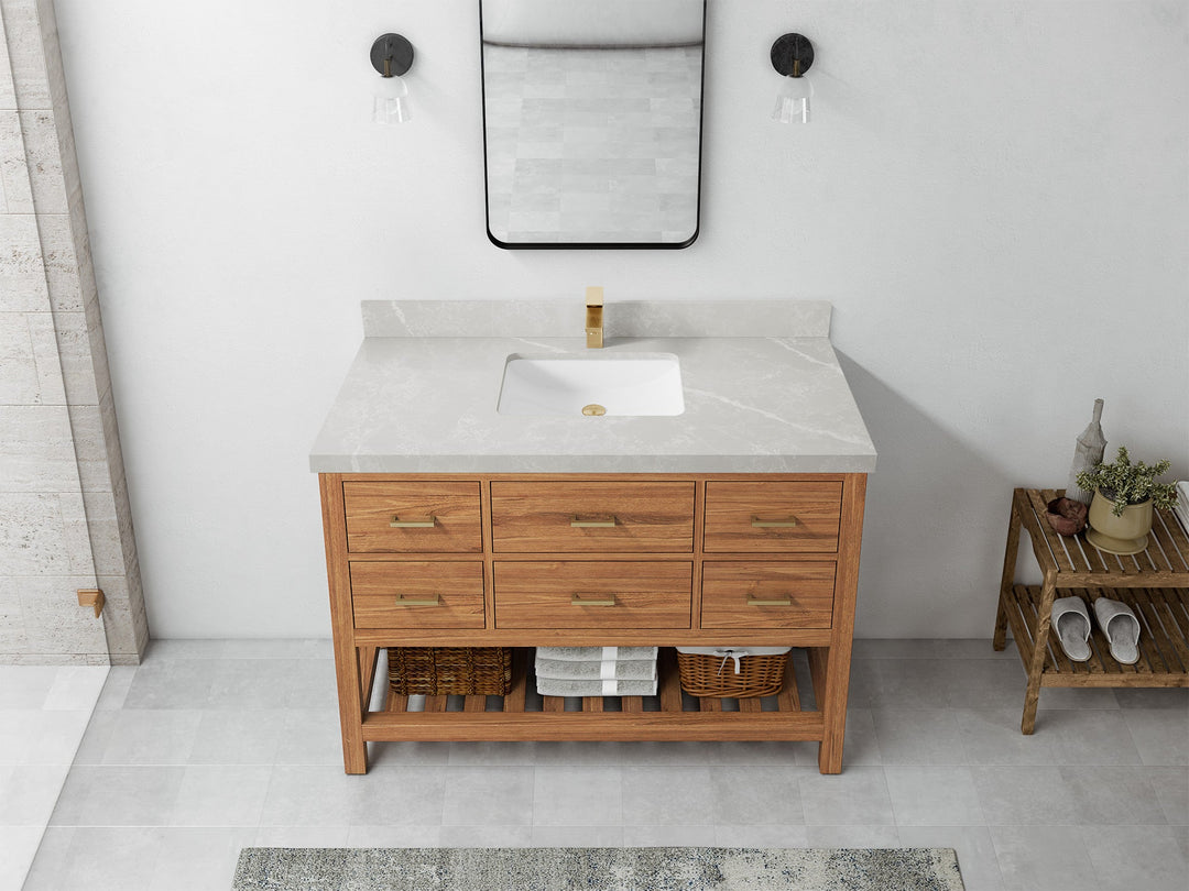 Parker Teak Wood 48 in. W x 22 in. D Single Sink Bathroom Vanity - Willow Bath and Vanity