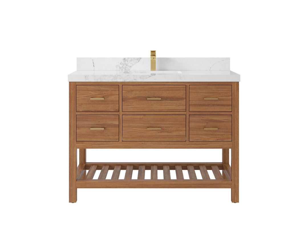 Parker Teak Wood 48 in. W x 22 in. D Single Sink Bathroom Vanity - Willow Bath and Vanity