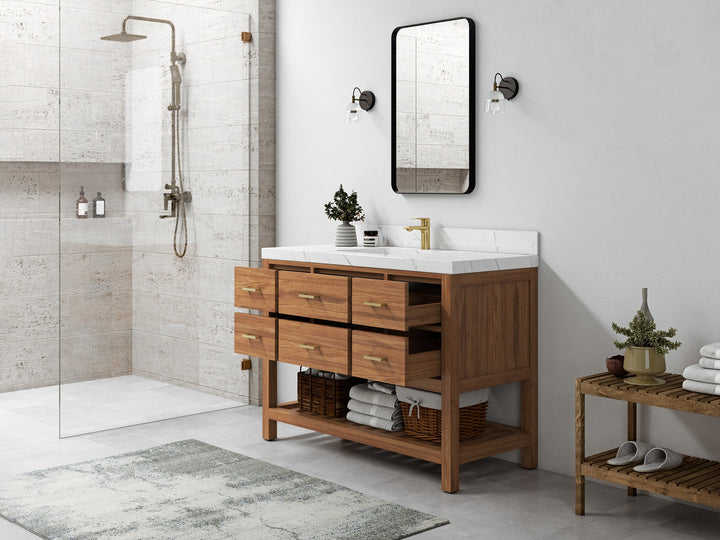 Parker Teak Wood 48 in. W x 22 in. D Single Sink Bathroom Vanity - photo 3