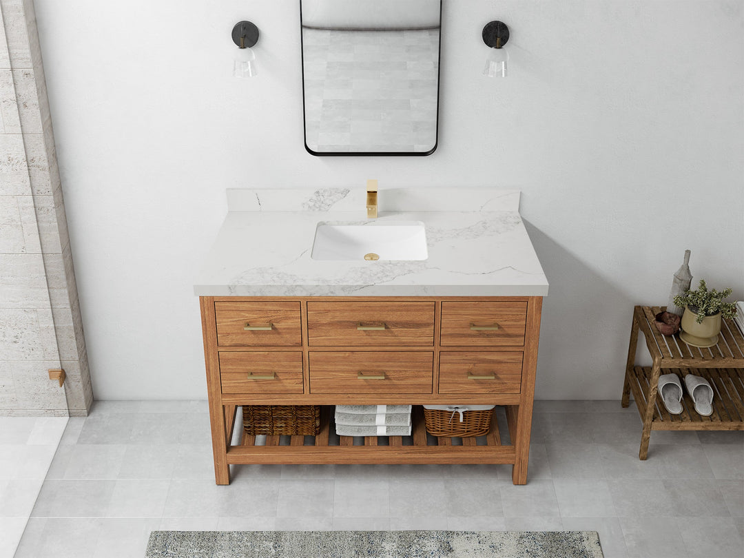Parker Teak Wood 48 in. W x 22 in. D Single Sink Bathroom Vanity - Willow Bath and Vanity