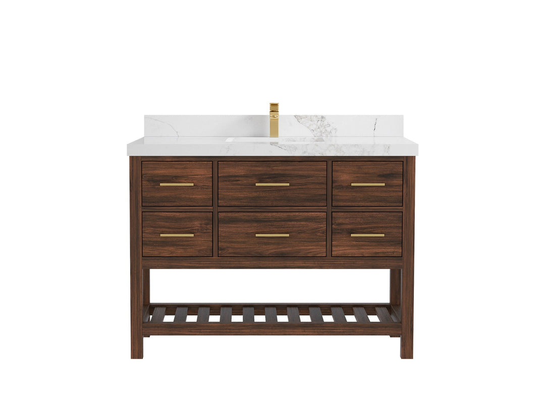 Parker Teak Wood 48 in. W x 22 in. D Single Sink Bathroom Vanity - Willow Bath and Vanity