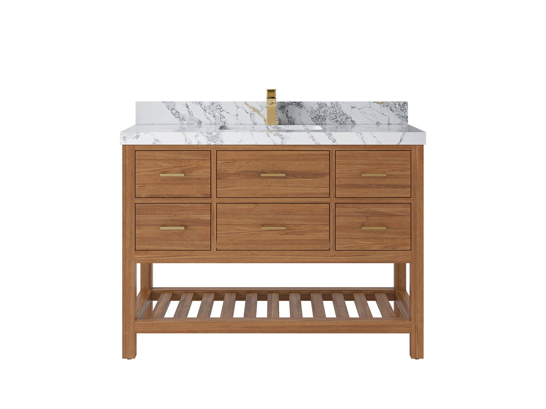 Parker Teak Wood 48 in. W x 22 in. D Single Sink Bathroom Vanity - Willow Bath and Vanity