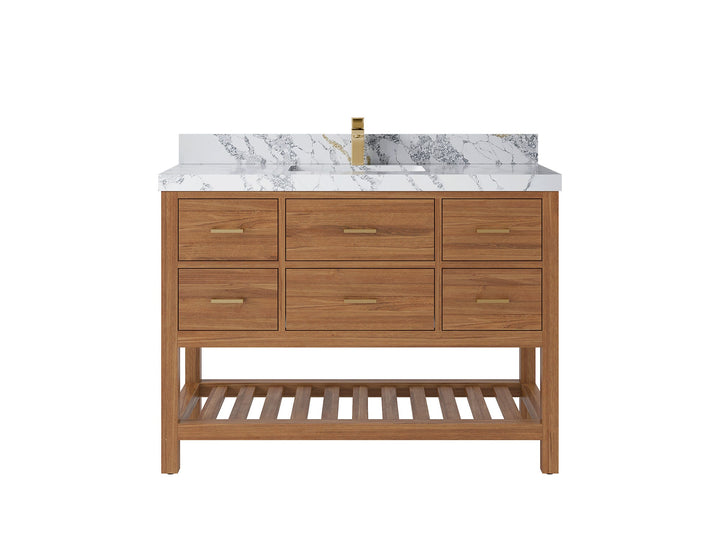 Parker Teak Wood 48 in. W x 22 in. D Single Sink Bathroom Vanity - photo 16
