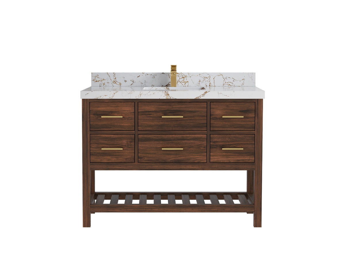 Parker Teak Wood 48 in. W x 22 in. D Single Sink Bathroom Vanity - Willow Bath and Vanity
