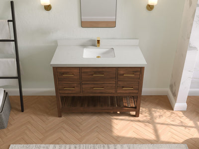 Parker Teak Wood 48 in. W x 22 in. D Single Sink Bathroom Vanity - Willow Bath and Vanity