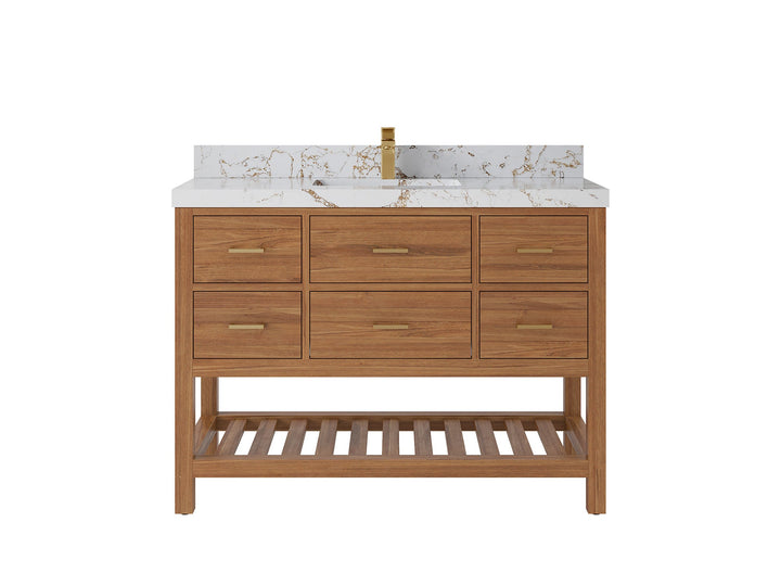 Parker Teak Wood 48 in. W x 22 in. D Single Sink Bathroom Vanity - photo 38