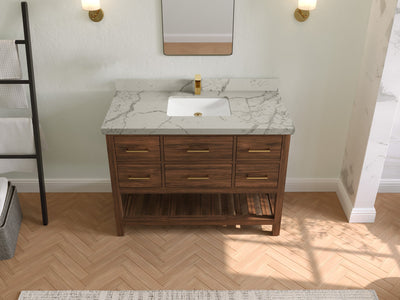 Parker Teak Wood 48 in. W x 22 in. D Single Sink Bathroom Vanity - Willow Bath and Vanity