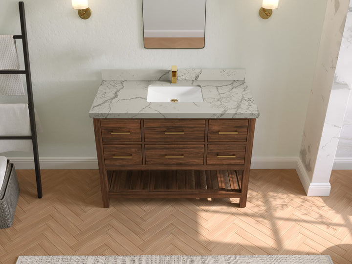 Parker Teak Wood 48 in. W x 22 in. D Single Sink Bathroom Vanity - photo 35