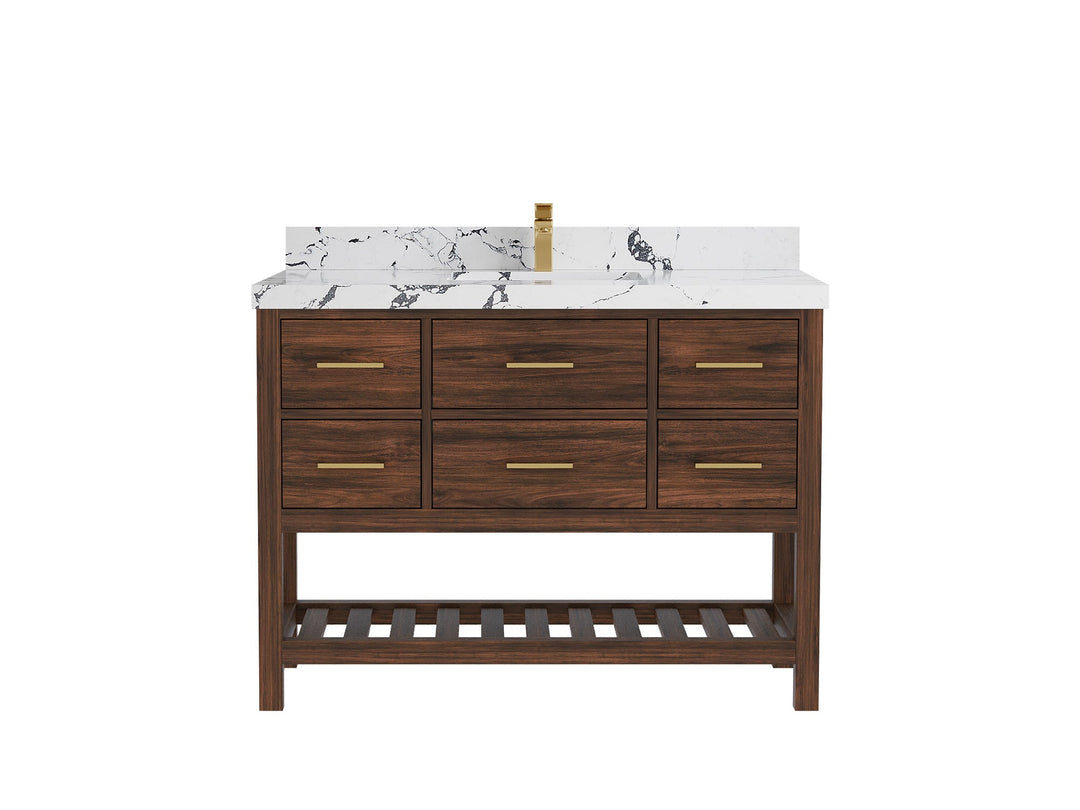 Parker Teak Wood 48 in. W x 22 in. D Single Sink Bathroom Vanity - Willow Bath and Vanity