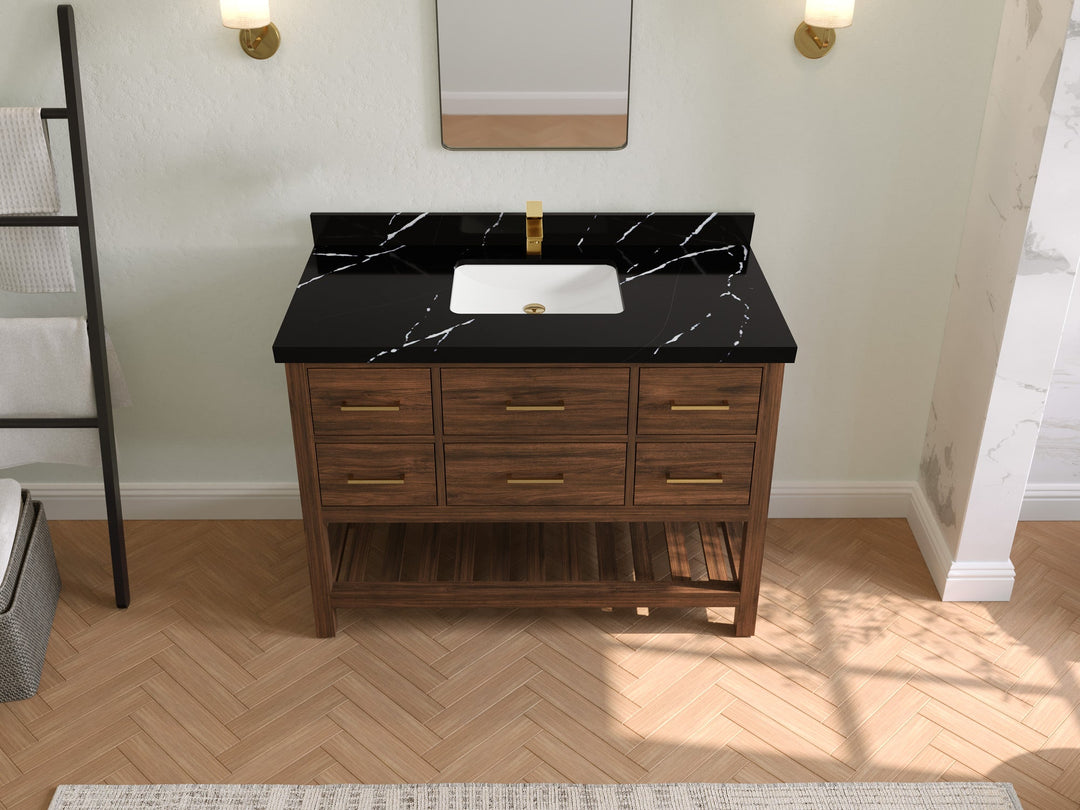Parker Teak Wood 48 in. W x 22 in. D Single Sink Bathroom Vanity - Willow Bath and Vanity