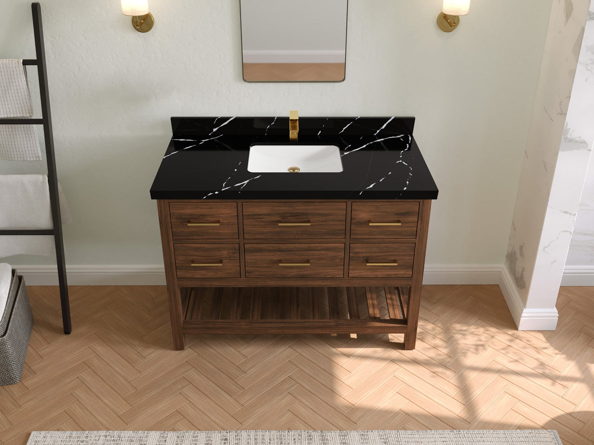 Parker Teak Wood 48 in. W x 22 in. D Single Sink Bathroom Vanity - Willow Bath and Vanity