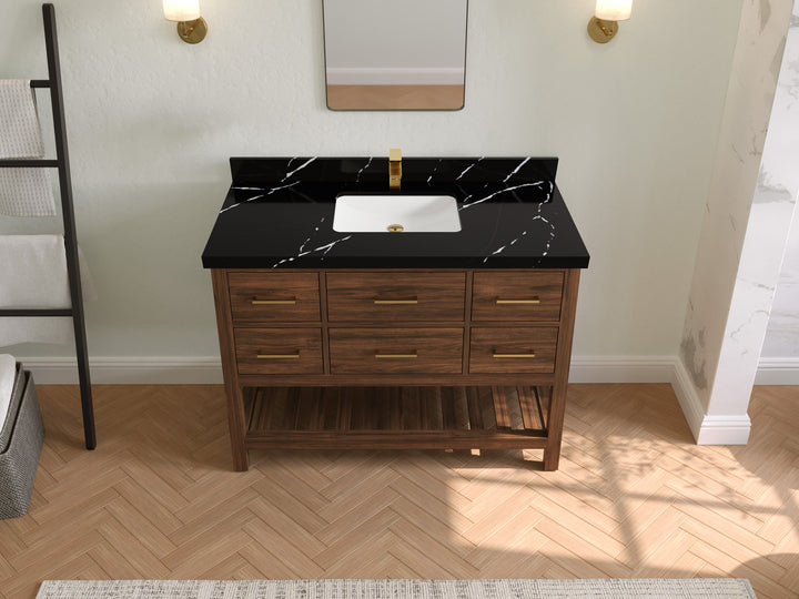 Parker Teak Wood 48 in. W x 22 in. D Single Sink Bathroom Vanity - photo 7