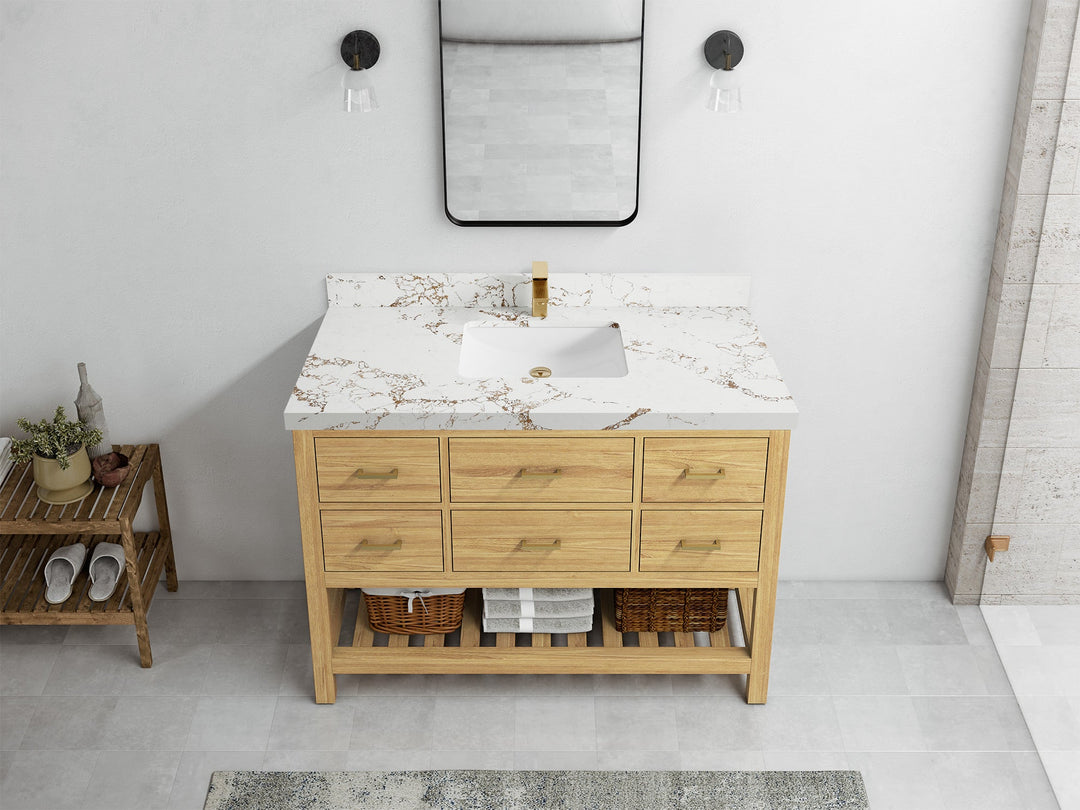 Parker Teak Wood 48 in. W x 22 in. D Single Sink Bathroom Vanity - Willow Bath and Vanity