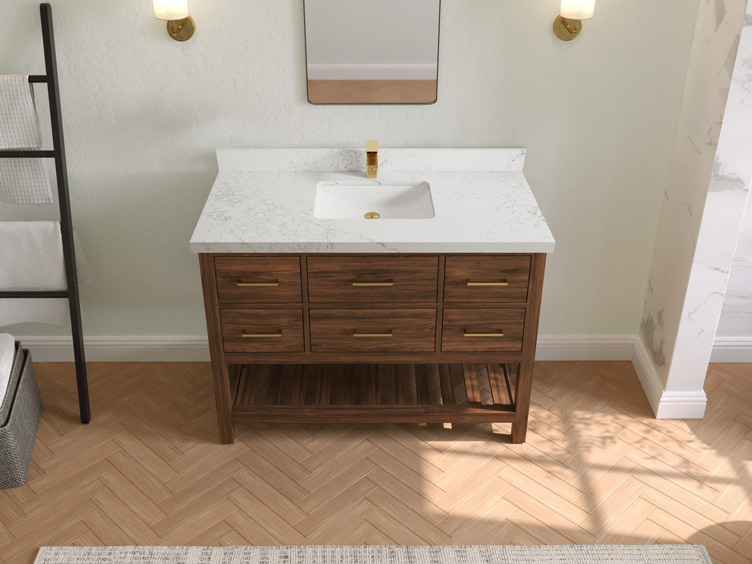 Parker Teak Wood 48 in. W x 22 in. D Single Sink Bathroom Vanity - Willow Bath and Vanity