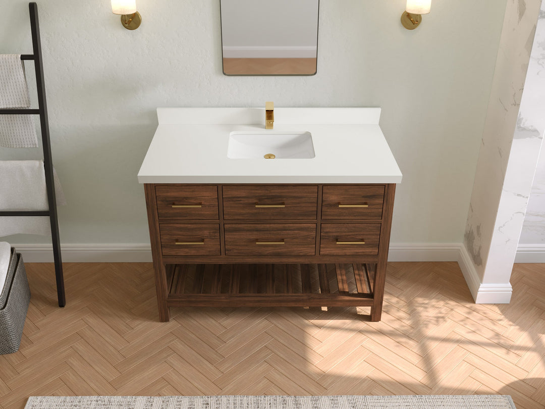 Parker Teak Wood 48 in. W x 22 in. D Single Sink Bathroom Vanity - Willow Bath and Vanity