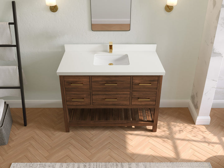 Parker Teak Wood 48 in. W x 22 in. D Single Sink Bathroom Vanity - photo 37