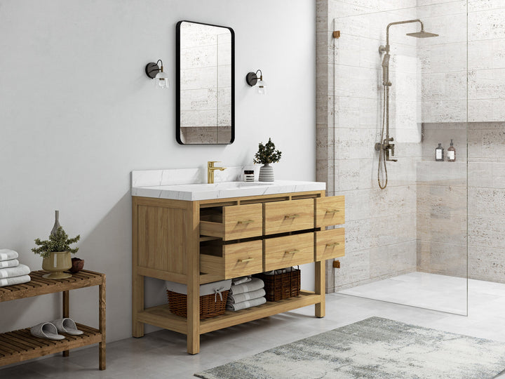 Parker Teak Wood 48 in. W x 22 in. D Single Sink Bathroom Vanity - photo 3