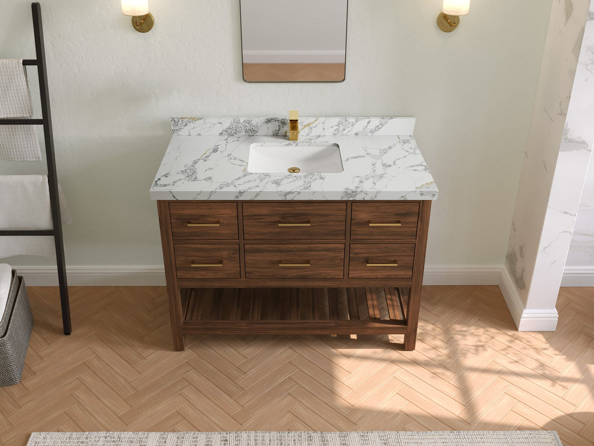 Parker Teak Wood 48 in. W x 22 in. D Single Sink Bathroom Vanity - Willow Bath and Vanity