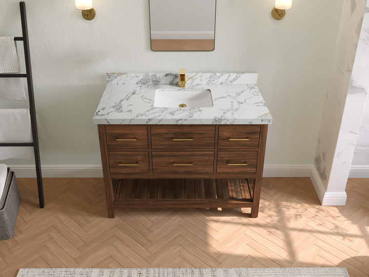 Parker Teak Wood 48 in. W x 22 in. D Single Sink Bathroom Vanity - photo 15