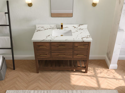 Parker Teak Wood 48 in. W x 22 in. D Single Sink Bathroom Vanity - Willow Bath and Vanity
