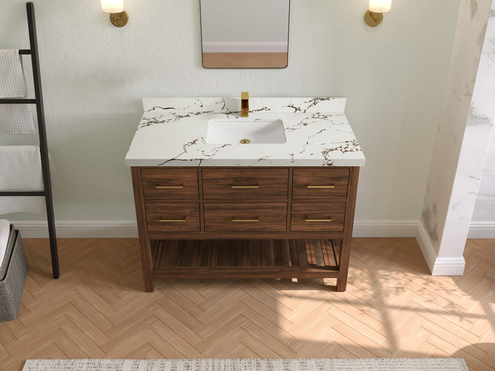 Parker Teak Wood 48 in. W x 22 in. D Single Sink Bathroom Vanity - photo 29
