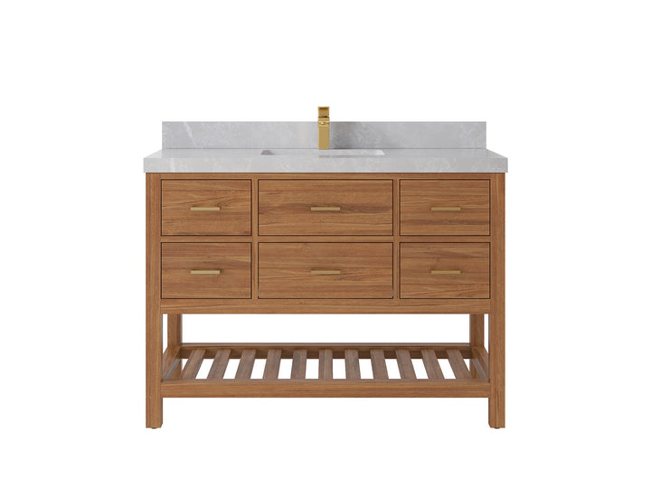 Parker Teak Wood 48 in. W x 22 in. D Single Sink Bathroom Vanity - photo 26