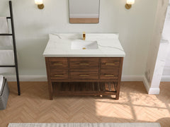 Parker Teak Wood 48 in. W x 22 in. D Single Sink Bathroom Vanity - photo 11