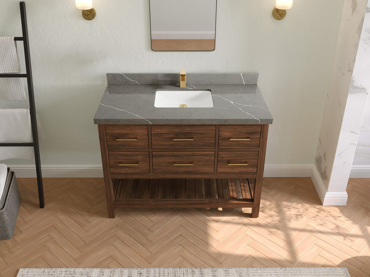 Parker Teak Wood 48 in. W x 22 in. D Single Sink Bathroom Vanity - photo 27