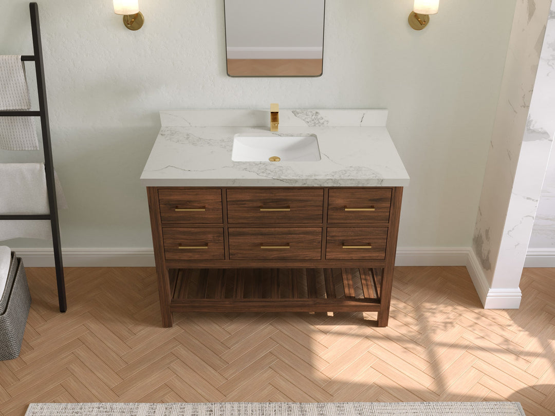 Parker Teak Wood 48 in. W x 22 in. D Single Sink Bathroom Vanity - Willow Bath and Vanity
