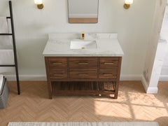 Parker Teak Wood 48 in. W x 22 in. D Single Sink Bathroom Vanity - photo 13
