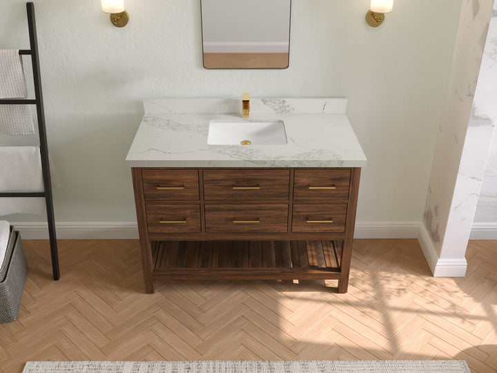 Parker Teak Wood 48 in. W x 22 in. D Single Sink Bathroom Vanity - photo 13