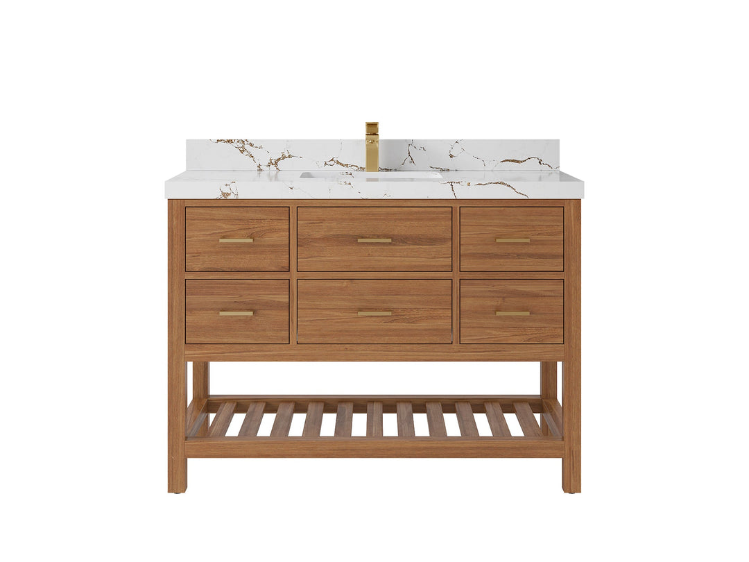 Parker Teak Wood 48 in. W x 22 in. D Single Sink Bathroom Vanity - Willow Bath and Vanity