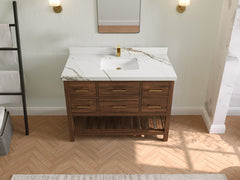 Parker Teak Wood 48 in. W x 22 in. D Single Sink Bathroom Vanity - photo 9