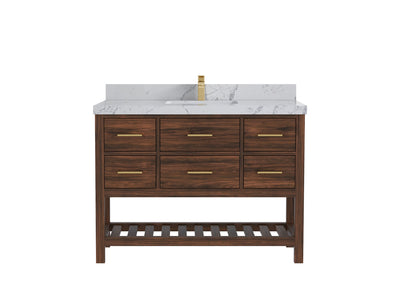 Parker Teak Wood 48 in. W x 22 in. D Single Sink Bathroom Vanity - Willow Bath and Vanity