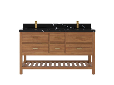 Parker Teak Wood 60 in. W x 22 in. D Double Sink Bathroom Vanity - Willow Bath and Vanity