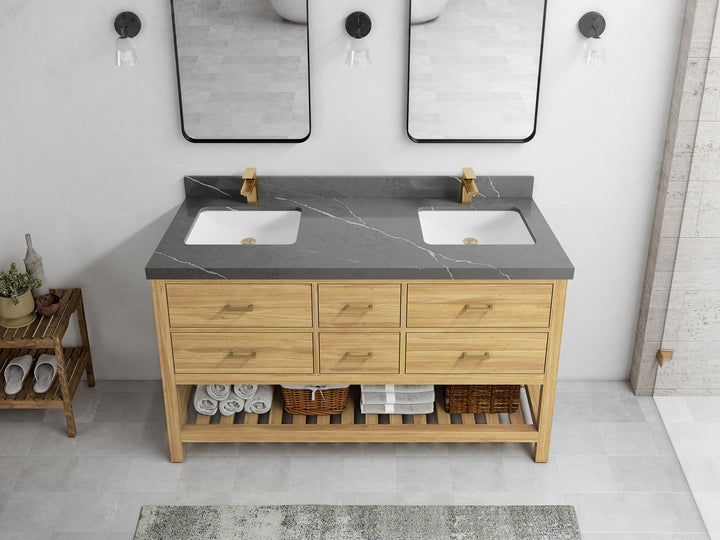 Parker Teak Wood 60 in. W x 22 in. D Double Sink Bathroom Vanity - photo 27