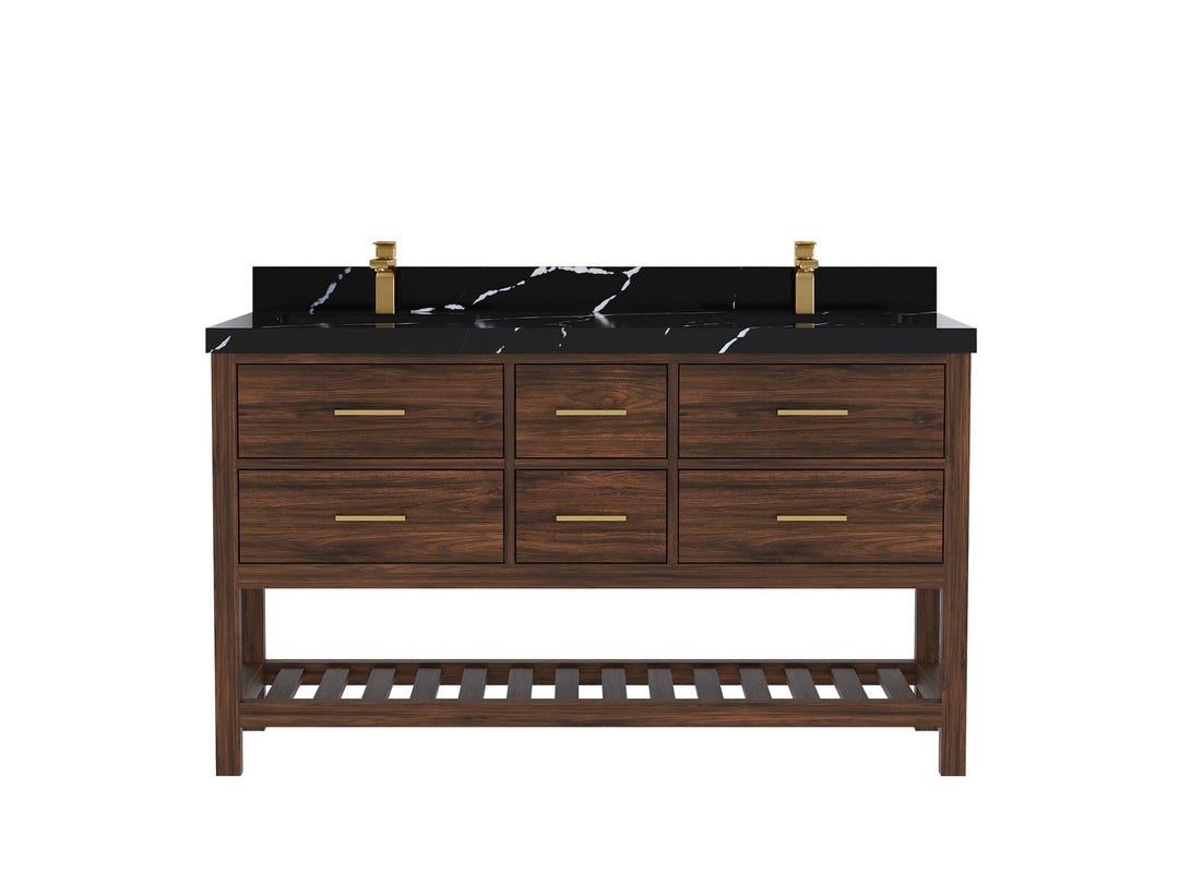 Parker Teak Wood 60 in. W x 22 in. D Double Sink Bathroom Vanity - Willow Bath and Vanity