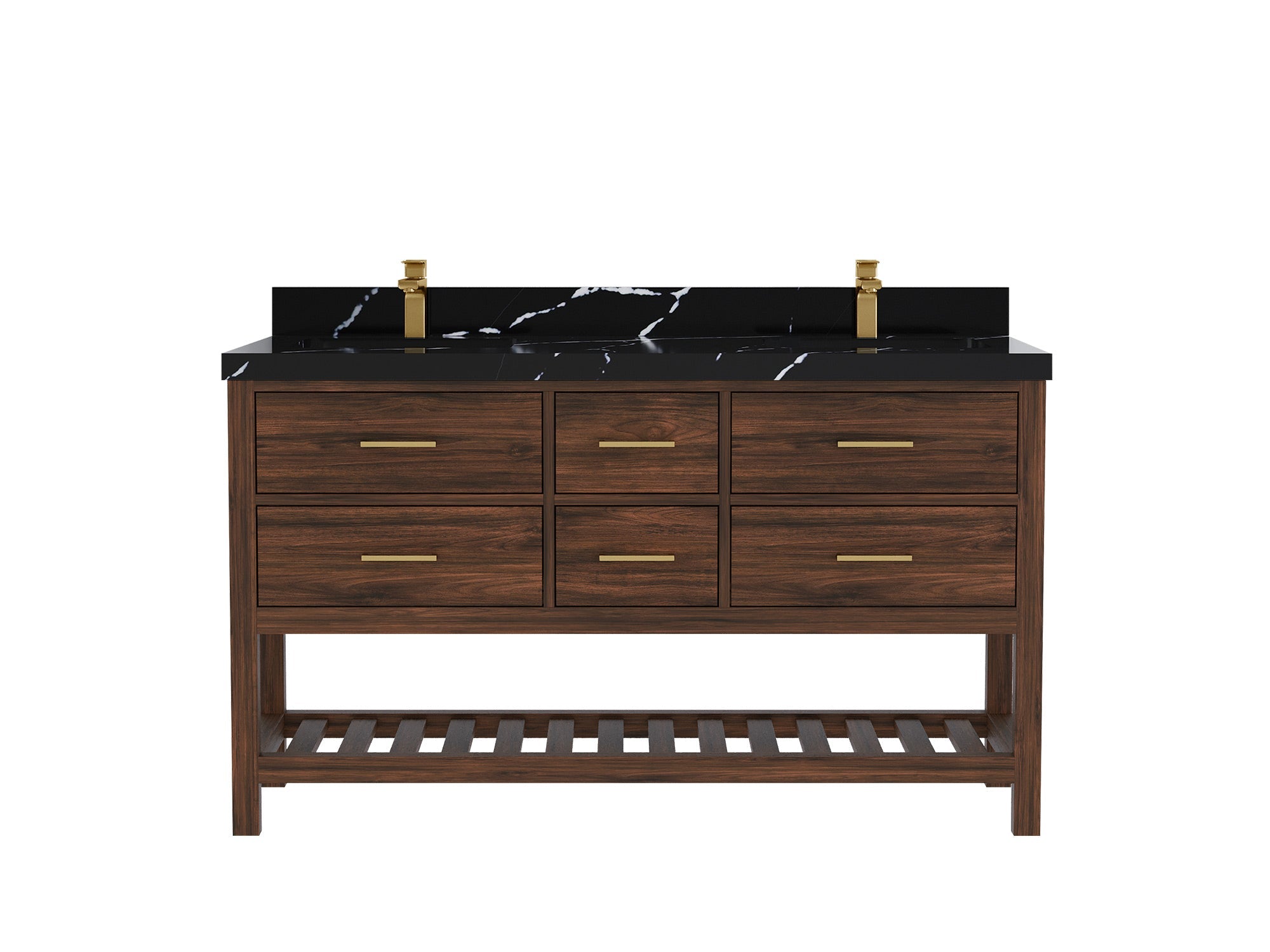 Parker Teak Wood 60 in. W x 22 in. D Double Sink Bathroom Vanity - Willow Bath and Vanity