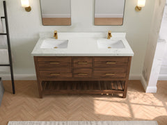 Parker Teak Wood 60 in. W x 22 in. D Double Sink Bathroom Vanity - photo 23