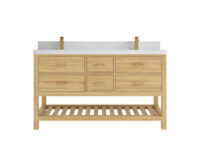 Parker Teak Wood 60 in. W x 22 in. D Double Sink Bathroom Vanity - Willow Bath and Vanity