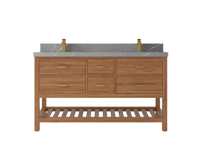 Parker Teak Wood 60 in. W x 22 in. D Double Sink Bathroom Vanity - Willow Bath and Vanity