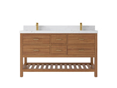 Parker Teak Wood 60 in. W x 22 in. D Double Sink Bathroom Vanity - photo 24