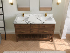 Parker Teak Wood 60 in. W x 22 in. D Double Sink Bathroom Vanity - photo 33