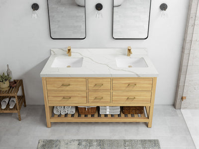 Parker Teak Wood 60 in. W x 22 in. D Double Sink Bathroom Vanity - Willow Bath and Vanity
