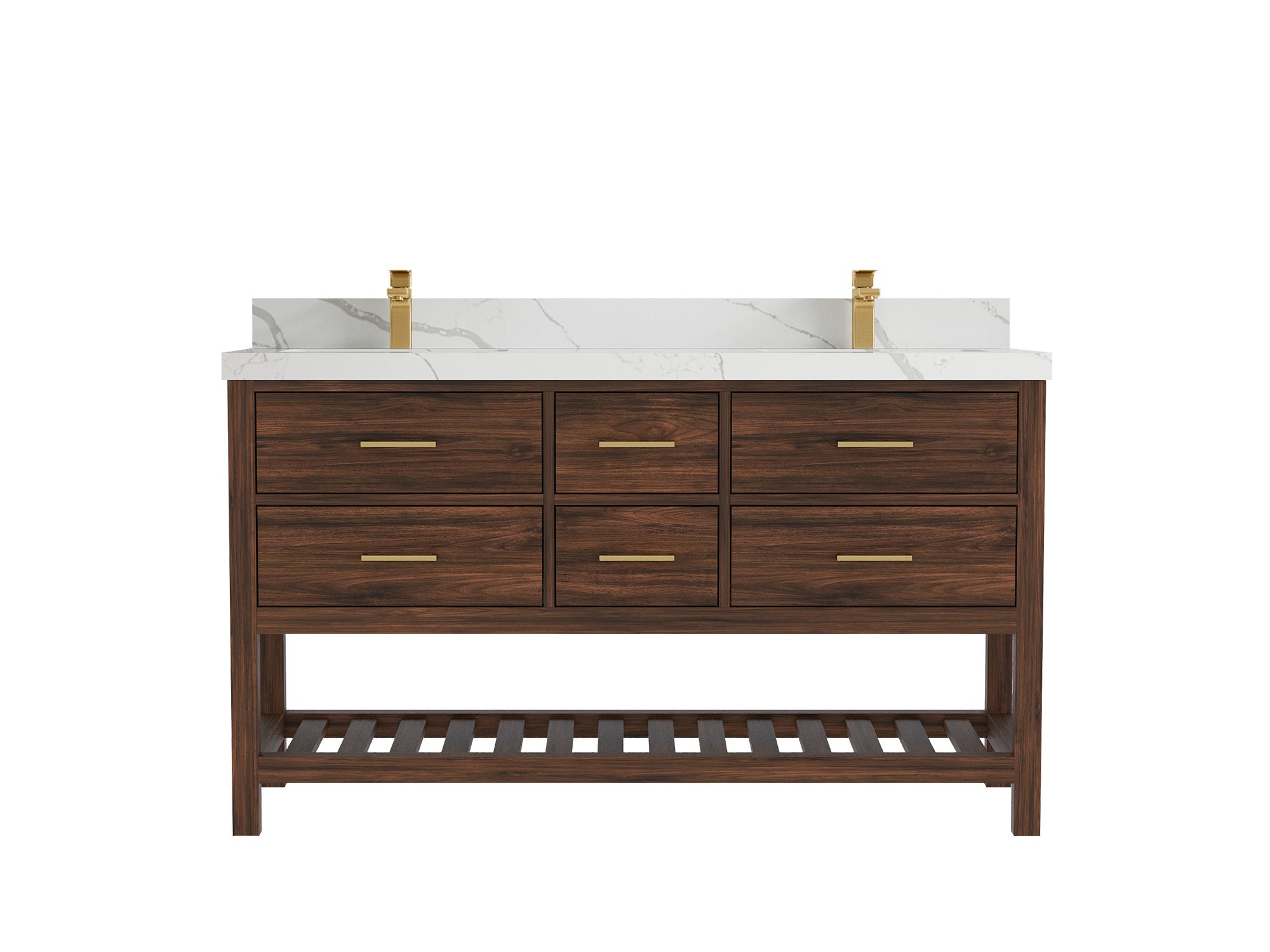 Parker Teak Wood 60 in. W x 22 in. D Double Sink Bathroom Vanity - Willow Bath and Vanity