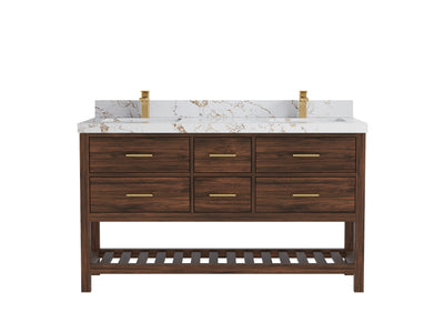 Parker Teak Wood 60 in. W x 22 in. D Double Sink Bathroom Vanity - Willow Bath and Vanity