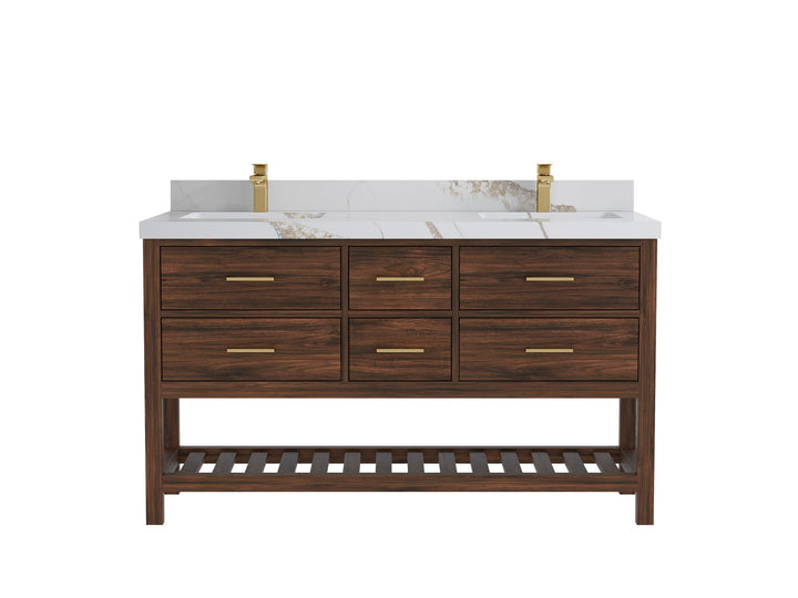 Parker Teak Wood 60 in. W x 22 in. D Double Sink Bathroom Vanity - photo 10