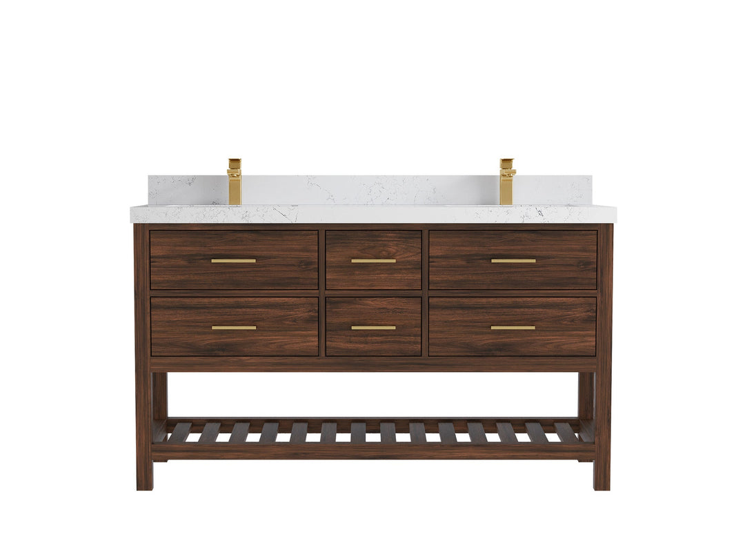 Parker Teak Wood 60 in. W x 22 in. D Double Sink Bathroom Vanity - Willow Bath and Vanity