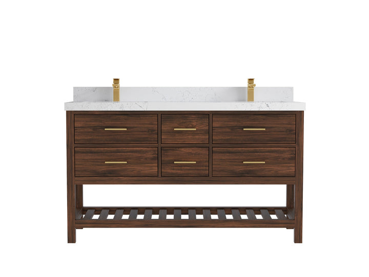 Parker Teak Wood 60 in. W x 22 in. D Double Sink Bathroom Vanity - photo 24